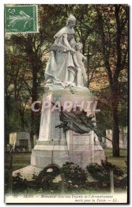 Old Postcard Sens Monument high Children District of dead for the homeland