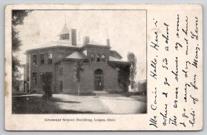 Logan OH Grammer School Building 1906 Ohio Postcard G36