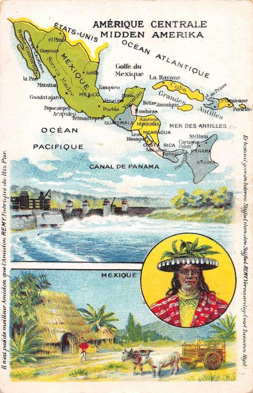 Central Americaa map of area scenic views waterways antique pc Z33360