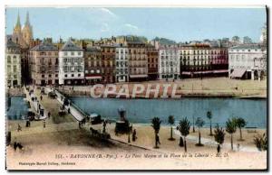 Old Postcard Mayou Bayonne Bridge and the Place de la liberte