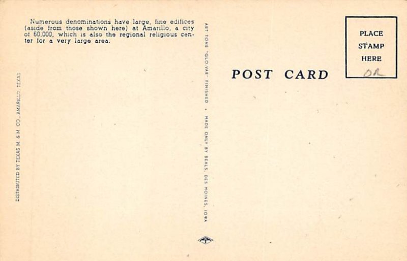 Amarillo Churches Postcard