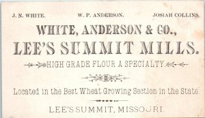 1880s White Anderson & Co. Flour Mills Lee's Summit MO Business Card Ad