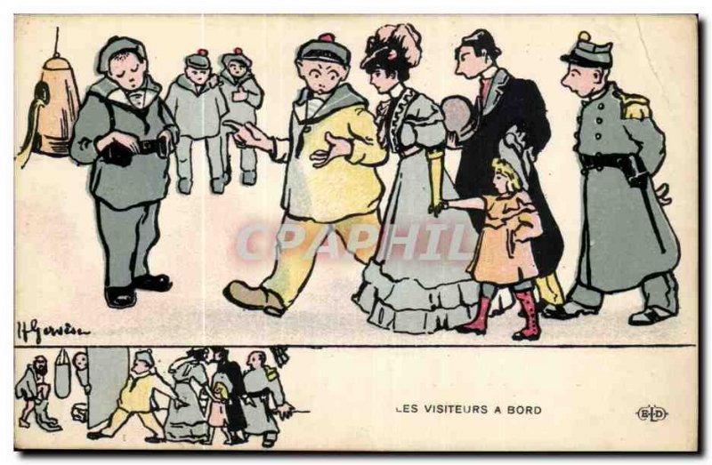 Sailor-Fantasy-Humor-Bateau The Visitors On Board -Carte Postale Ancienne Ill...