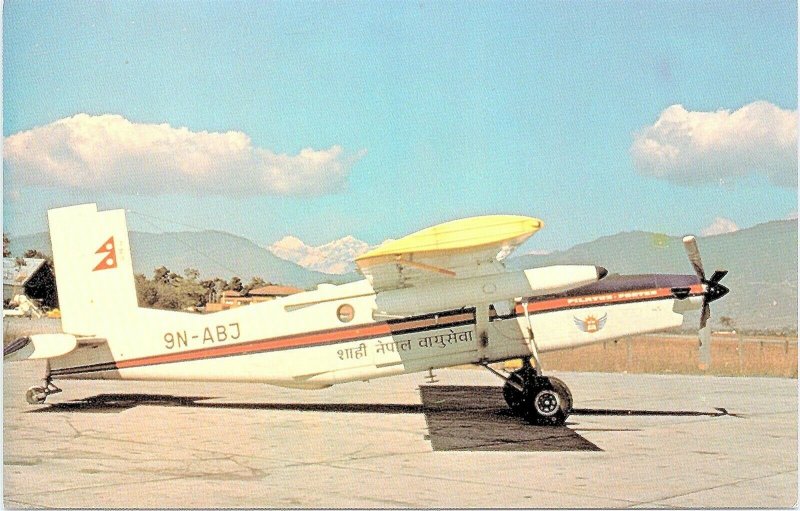 Postcard~Royal Nepal Airlines~Pilatus PC-6/B2H2 Turbo Porter~Vintage~A40 