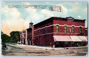 Sparta Wisconsin Postcard Masonic Temple Building Roadside View Classic Car 1921