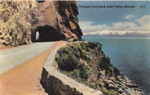 Lake Tahoe Nevada 1940-50s Postcard Through Cave Rock