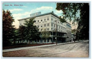 c1910 Exterior View Windsor Hotel Building Bangor Maine Antique Vintage Postcard