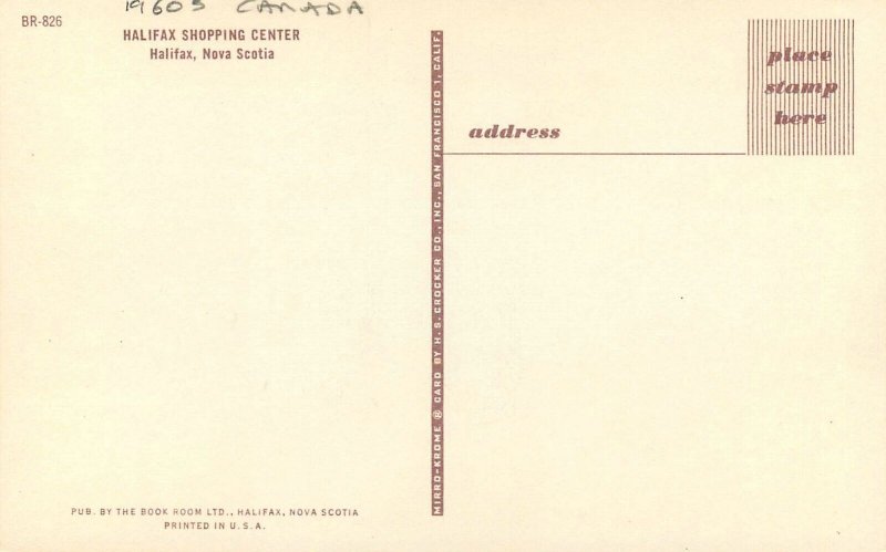 Postcard Canada Nova Scotia Halifax Shopping Center 1960s Crocker 23-345