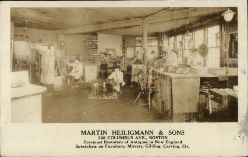 Boston MA Martin Heiligmann & Sons Columbus Ave Antique Restoration RPPC