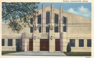 1954 Armory Building National Guard Lawrenceville Illinois IL Posted Postcard