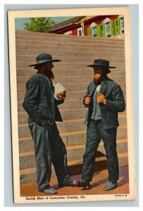 Vintage 1940's Postcard Amish Men of Lancaster County Pennsylvania