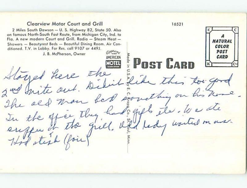 Pre-1980 MOTEL SCENE Dawson Georgia GA B6830