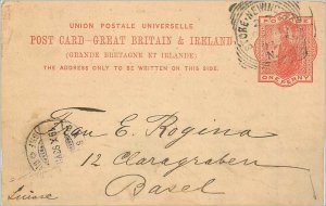 Entier Postal Stationery Postal Britain Great Britain to Newington Basel 1894