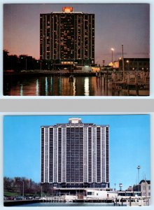 2 Postcards CHICAGO, Illinois IL ~ Night/Day OUTER DRIVE EAST APARTMENTS c1960s