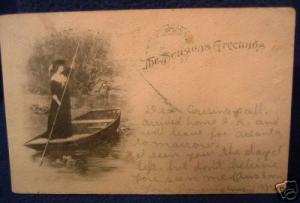 Lady Steers Boat. 1908 - Postcards # 32443