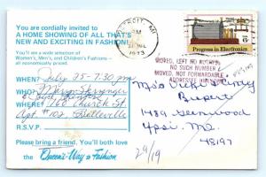 Postcard Queen's Way Fashion Home Party Invitation Advertising 1970s MI #2  J11