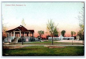 c1950 Central Park Grounds Buildings Park Shed Stairs Davenport Iowa IA Postcard