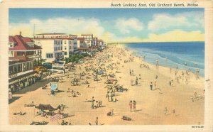 Old Orchard Beach Maine Looking East  Linen Postmark Illegible