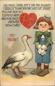 RF Outcault - Buster Brown Character Red-Headed Boy & Goose TUCK Postcard