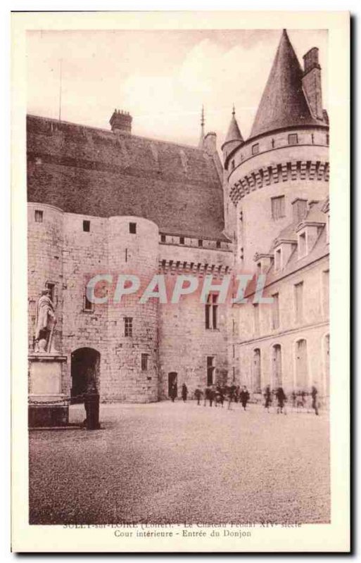 Old Postcard Sully sur Loire Chateau Feodal Interior Court Entree du Donjon