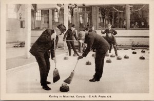 Curling in Montreal Quebec QC Canada Curlers CNR Unused PECO Postcard H3