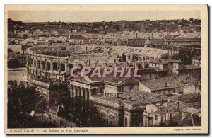 Old Postcard The Nimes bullring and view Generale