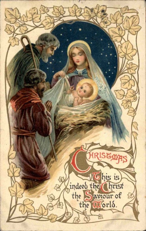 Tuck Christmas Mary Joseph Baby Jesus Nativity c1910 Vintage Postcard