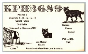 Postcard QSL Radio Card From Minneapolis Kansas KPH 3689 