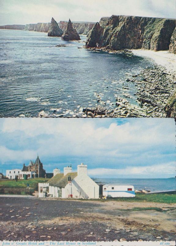 John O Groats Stacks Of Duncasby + Hotel 2x Scottish Postcard