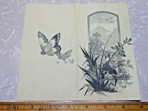 1880s Butterflies, N S Field, Chicopee, MA Prang's Chromo Cards Handkerchiefs F0