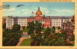 Massachusetts Boston State House and Boston Common 1947 Curfteich