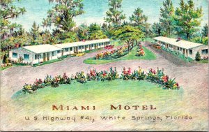 WHITE SPRINGS, Florida FL    MIAMI MOTEL  Roadside   ca1950's Linen Postcard a2