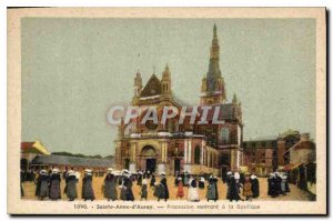 Old Postcard Sainte Anne d'Auray procession returning to the Basilica