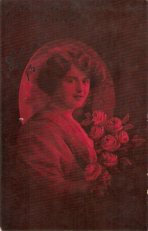 Beautiful ladies Nice set of six (6)) old vintage French photo postcards