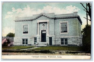 Winterset Iowa Postcard Carnegie Library Exterior Building c1909 Vintage Antique