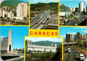 CONTINENTAL SIZE POSTCARD 6-PART VIEW OF DOWNTOWN CARACAS CAPITOL OF VENEZUELA