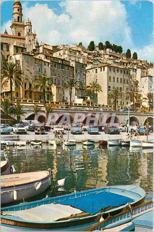 Old Postcard Menton A corner of Harbor and Old Town