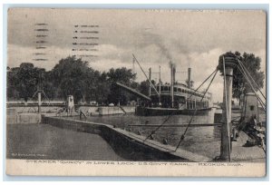 1916 Steamer Quincy In Lower Locks US Gov't Canal Keokuk Iowa IA Posted Postcard