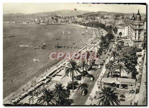 Modern Postcard La Cote D & # 39Azur Cannes Vue Generale On The Walk Of Crois...