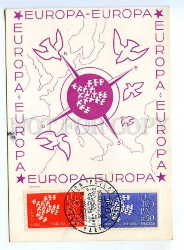 420027 FRANCE 1961 year EUROPA CEPT Council of Europe maximum card