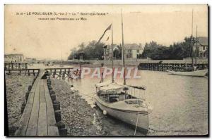 Postcard Old Boat Sailboat Pouliguen Le Bout en Train making boat trips