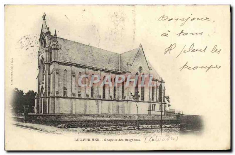 Old Postcard Luc Sur Mer Chapel Bathers