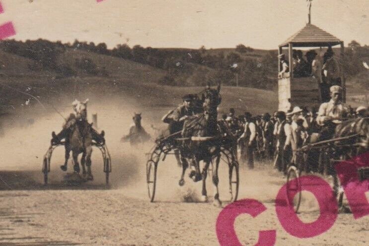 Glenwood MINNESOTA RPPC 1908 HARNESS RACE Horse Racing Trotting nr Alexandria MN 