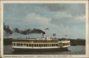 Quebec Levis Ferry Boat Steamer SS Louis Joliette c1940 Postcard