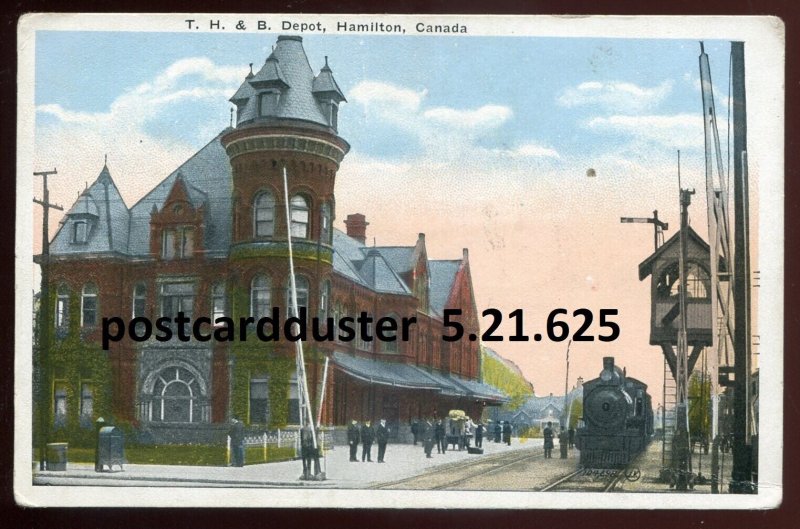 h2045 HAMILTON Ontario Postcard 1910s TH&B Depot Train Station