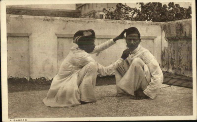 India Native Life Street Barber c1910 Ethnography Postcard