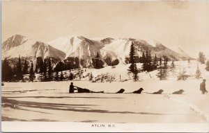 Atlin BC Sled Dogs Dog Team Winter Scene British Columbia 1926 RPPC Postcard H41