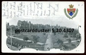 h3071 - ST. JOHN NB Postcard 1904 Queen Square. Patriotic Crest