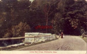 LACKEY DAM BRIDGE WHITINSVILLE, MA 1909 woman with children