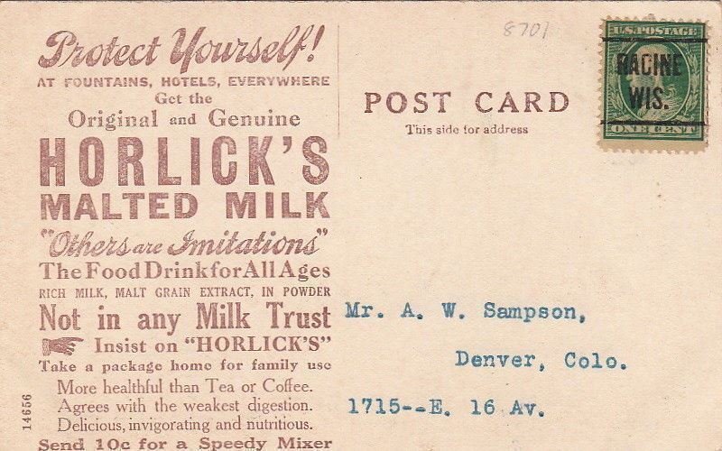 Advertising Postcard North Section Plant Horlick's Malted Milk Co Racine WI
